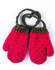 Hand Knit Strawberry Kids Mittens