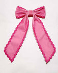 Ruffle Trim Hair Bow - Carnation
