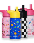 Black and White Checkered 14 oz Steel Water Bottle