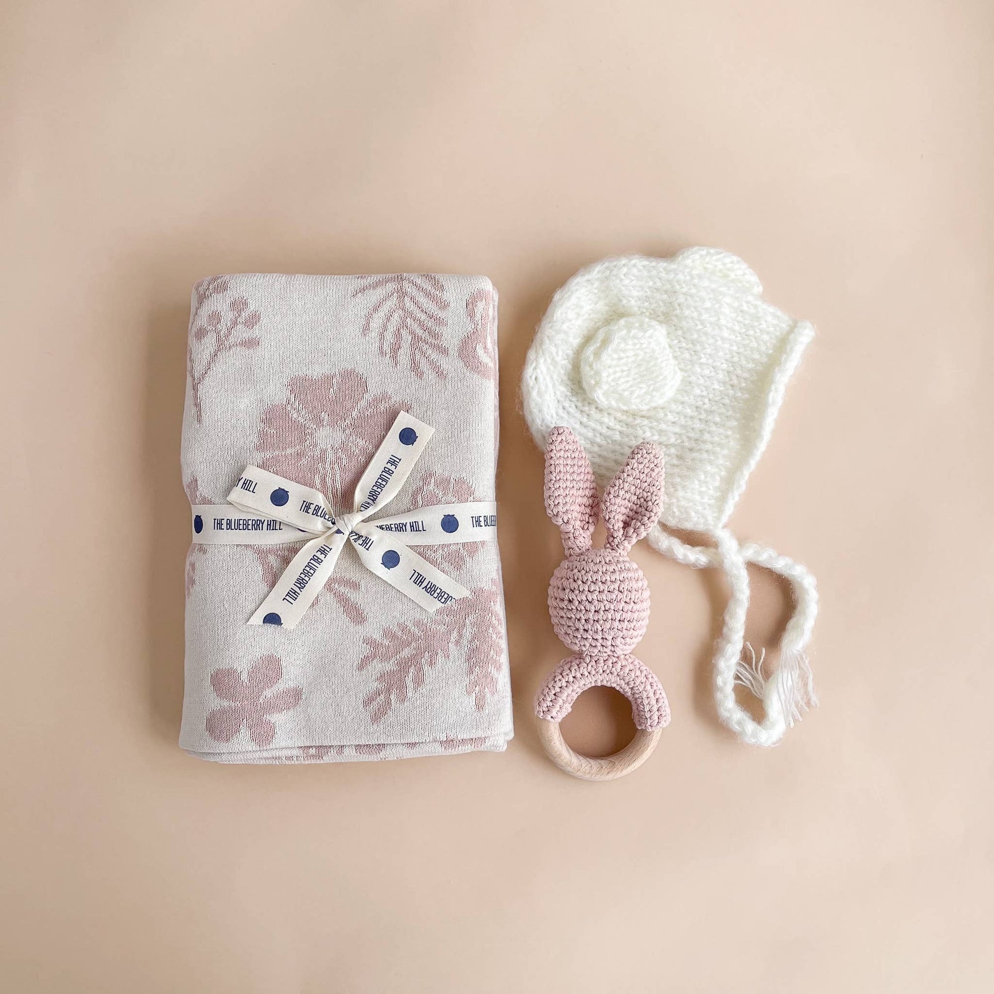 Teether Bunny Pink Rattle Spring Summer Baby Gift: Pink