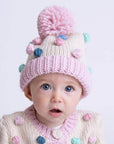 Pastel Popcorn Knitted Beanie Hat