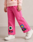 Stylish Kids Long Pants Floral Embroidery Casual Trousers