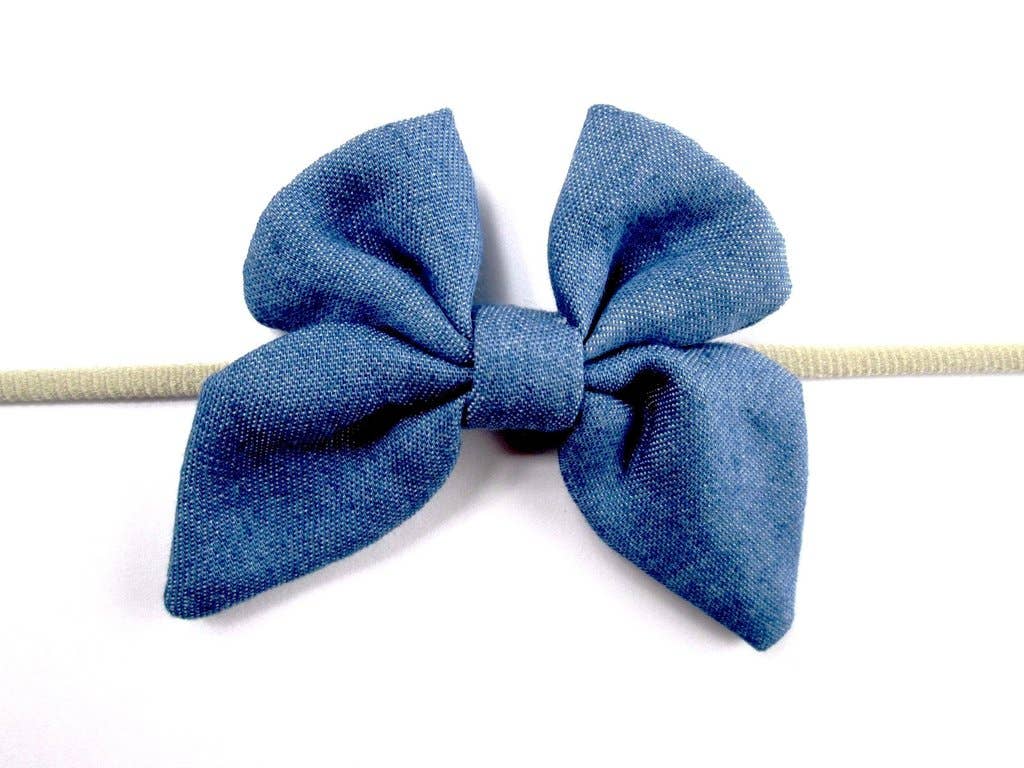 Denim Bow Headband, Baby Girl,Infant Girl Bow Hair Accessory: Butterfly