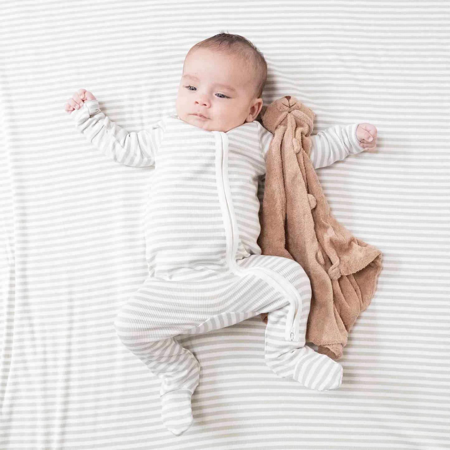 Angel Dear Basics Stripe Mineral 2 Way Zipper Footie