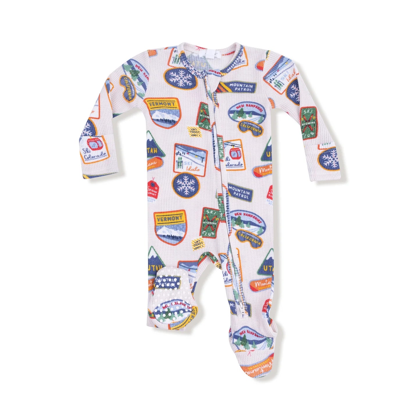 Angel Dear Vintage State Snow Sport Patches 2 Way Zipper Footie
