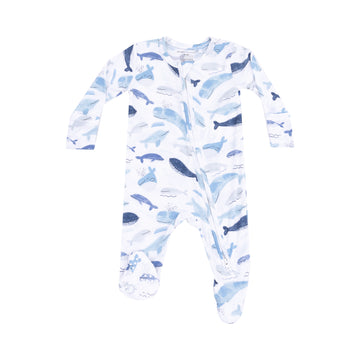 Angel Dear Blue Whales 2 Way Zipper Footie