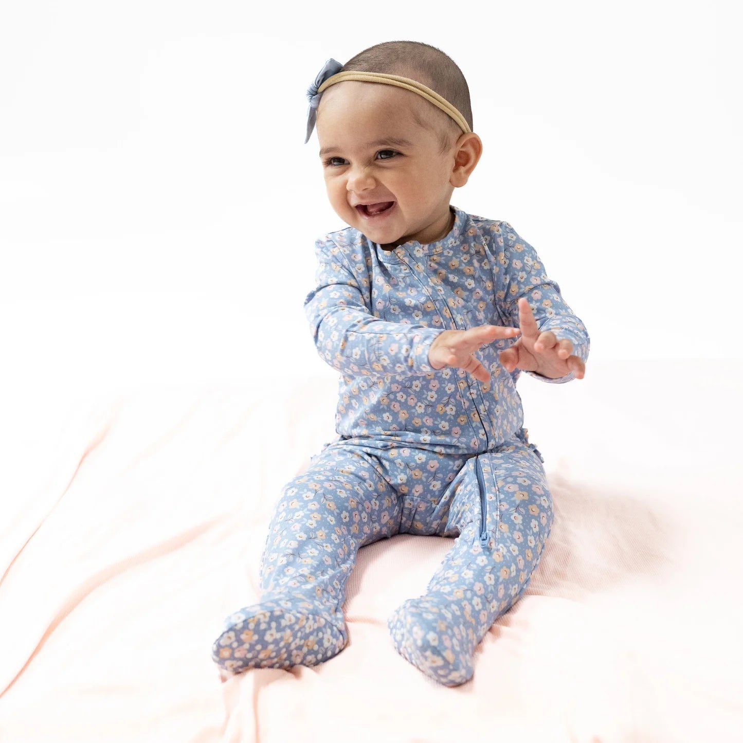Angel Dear Country Calico 2 Way Zipper Ruffle Back Footie