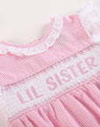 Pink Striped Lil Sister Smocked Romper