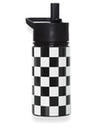 Black and White Checkered 14 oz Steel Water Bottle