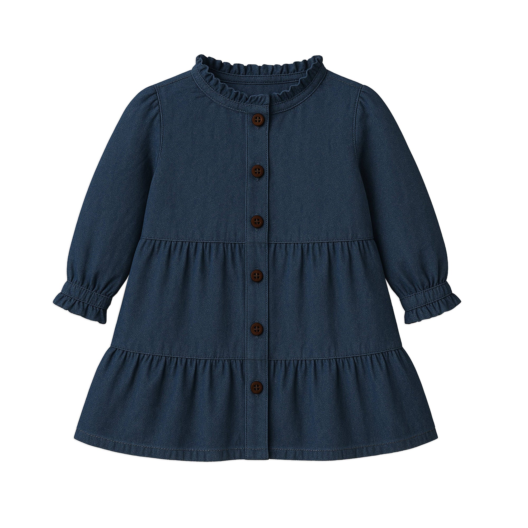 Tula Chambray Ruffle Shirt Dress