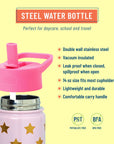 Pink and Gold Stars 14 oz Steel Bottle