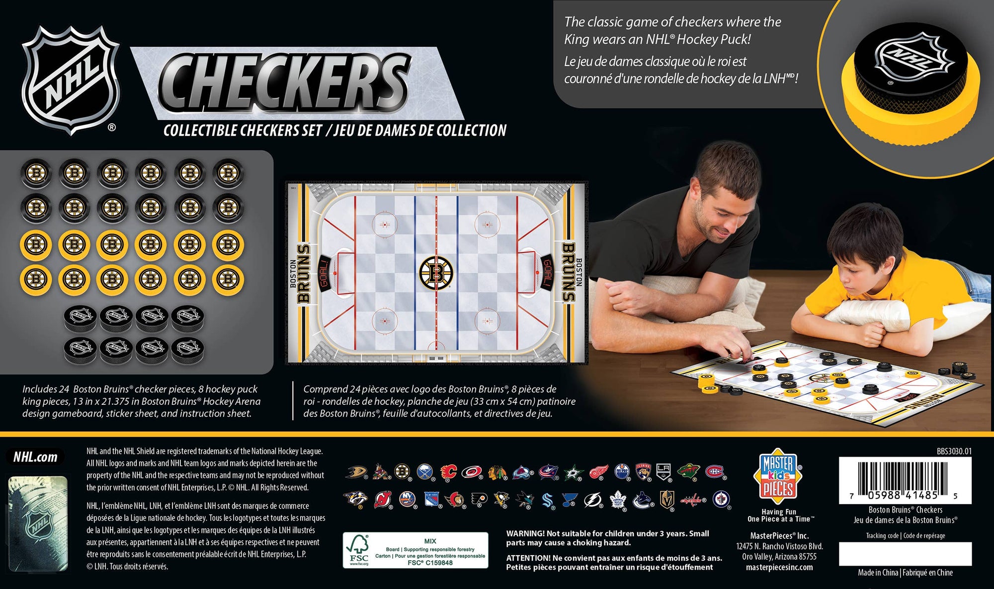 Boston Bruins Checkers Board Game