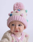 Pastel Popcorn Knitted Beanie Hat