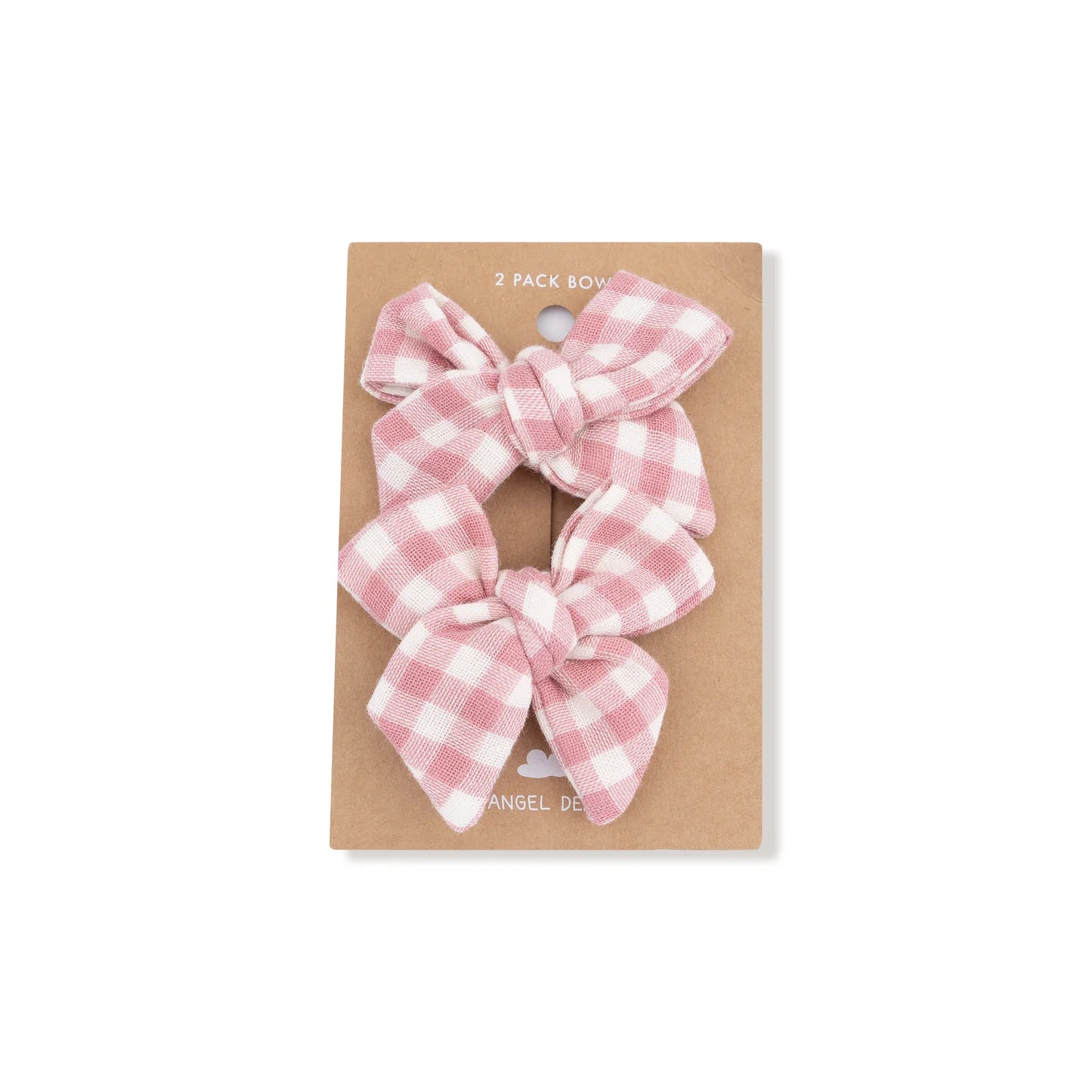 Angel Dear Rose Pink Plaid Bow Clips 2 Pack