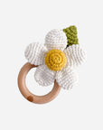 Teether Flower White Cotton Crochet Rattle Baby Toy Summer: In Stock