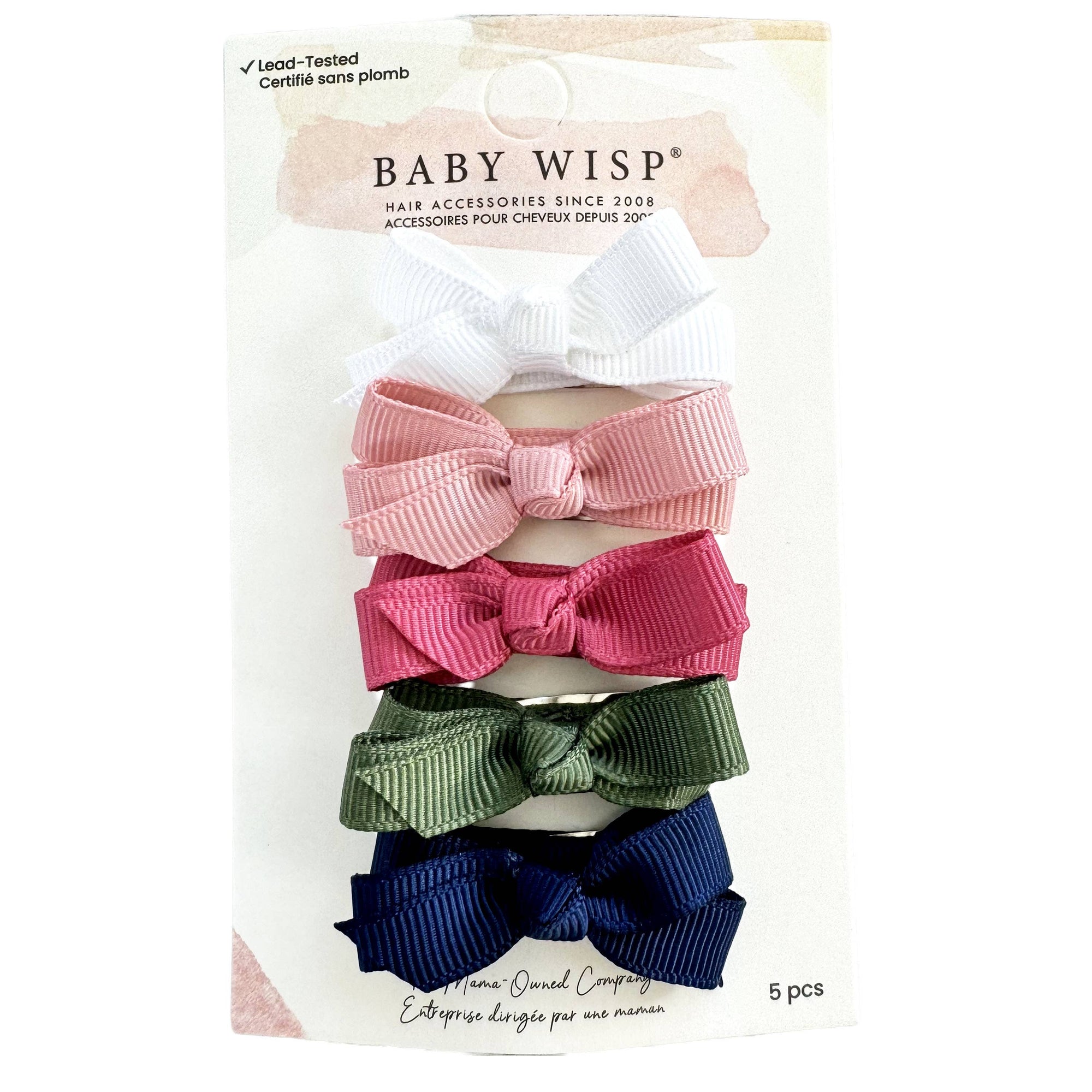 5 Chelsea Boutique Grosgrain Bows on Snap Clips - Juniper