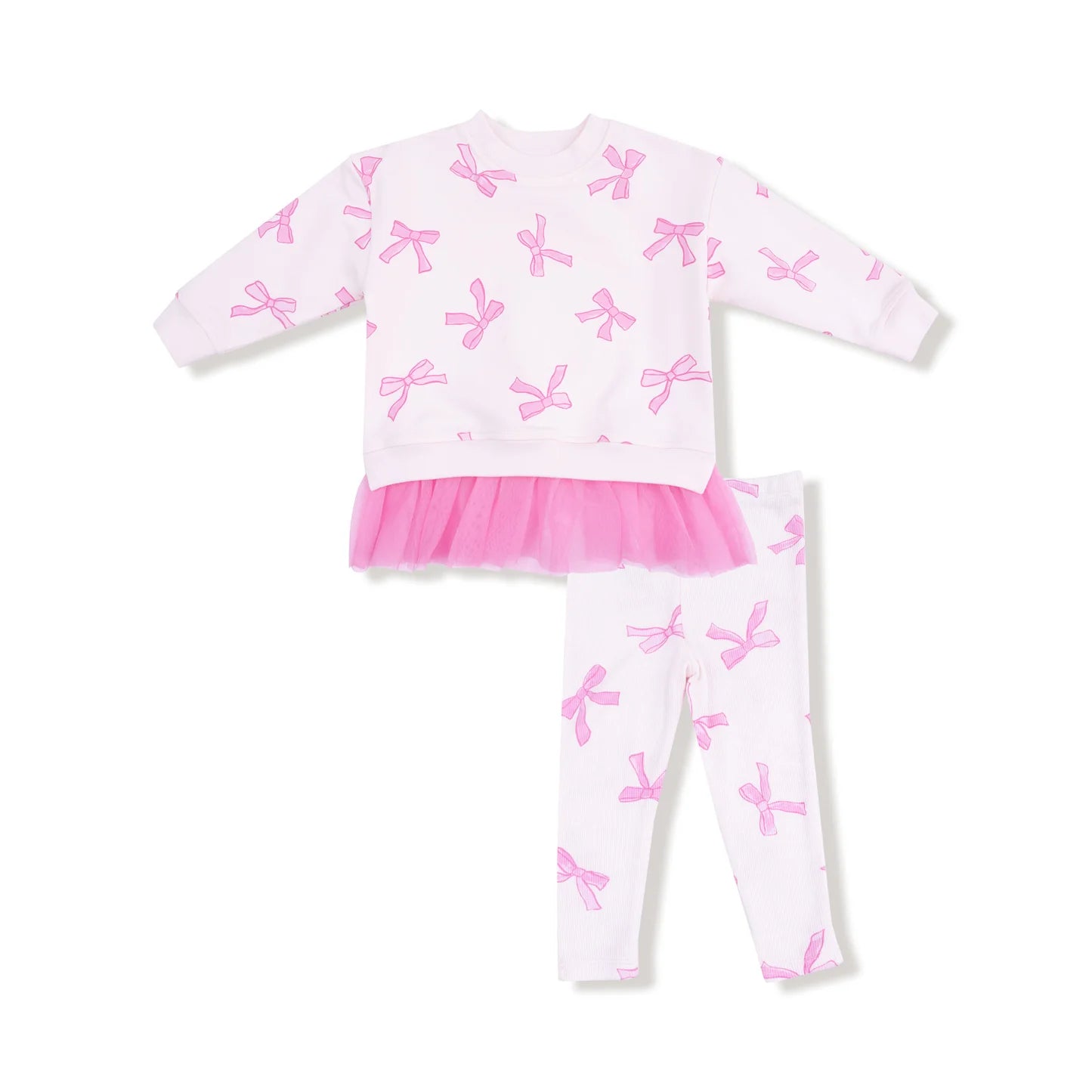 Angel Dear French Terry Sweatshirt W/ Tulle Ruffle and Ribbed Legging