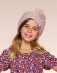 Girls Knit Heart Beanie Light Pink