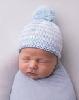 Newborn Baby Blue Pom Pom Beanie Hat