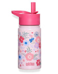 Pink Floral 14 oz Steel Water Bottle