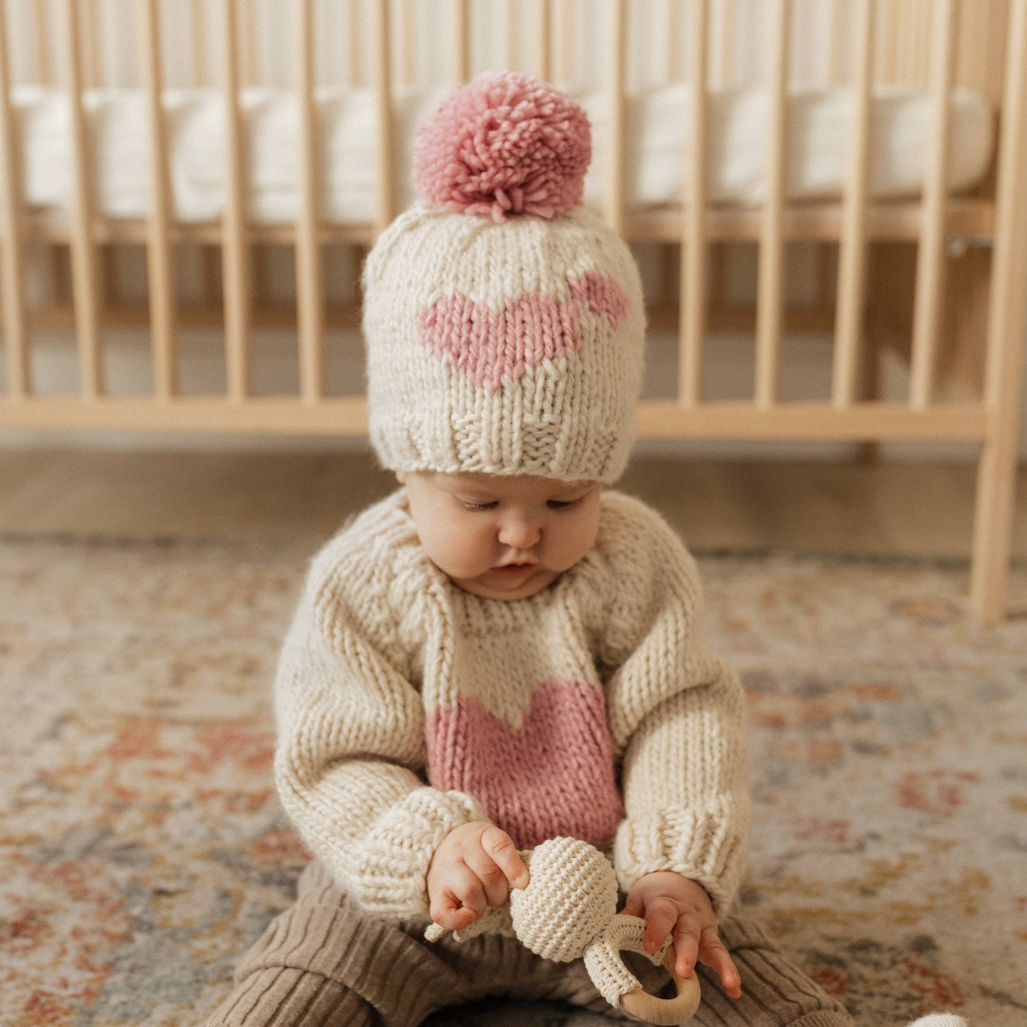 Sweetheart Crew Neck Knit Sweater