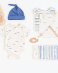 Lark Short Sleeve Kimono Bodysuit - Fish / Marino + Rain