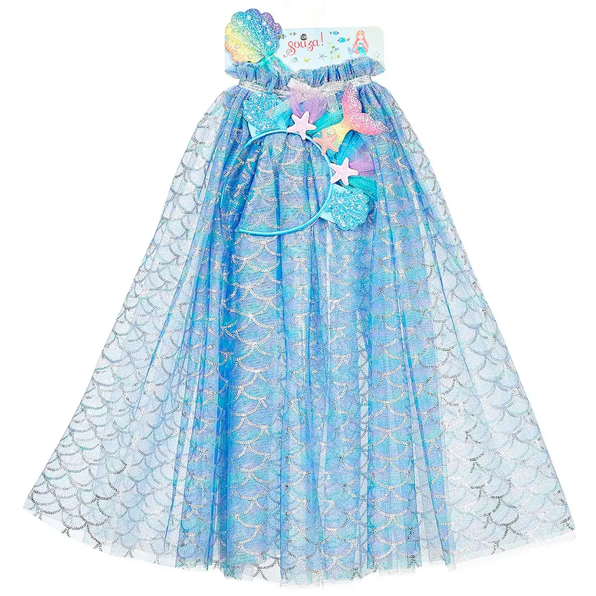 Marlya Mermaid Costume Cape Set (cape,tiara,wand,sz 3-4yrs)