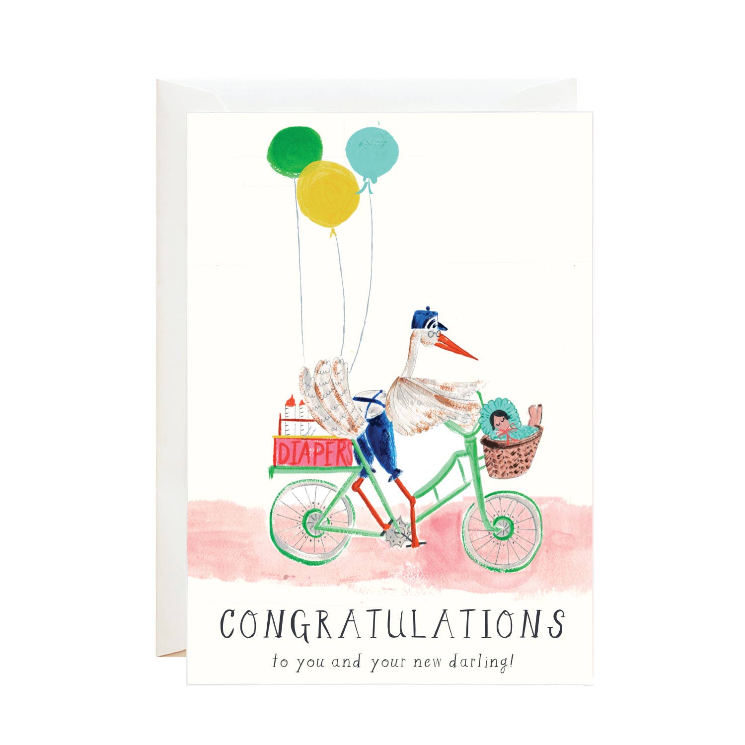 A Very Chic Stork - Congratulations Greeting Card
