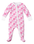 Block Hearts Zip Baby Onesie