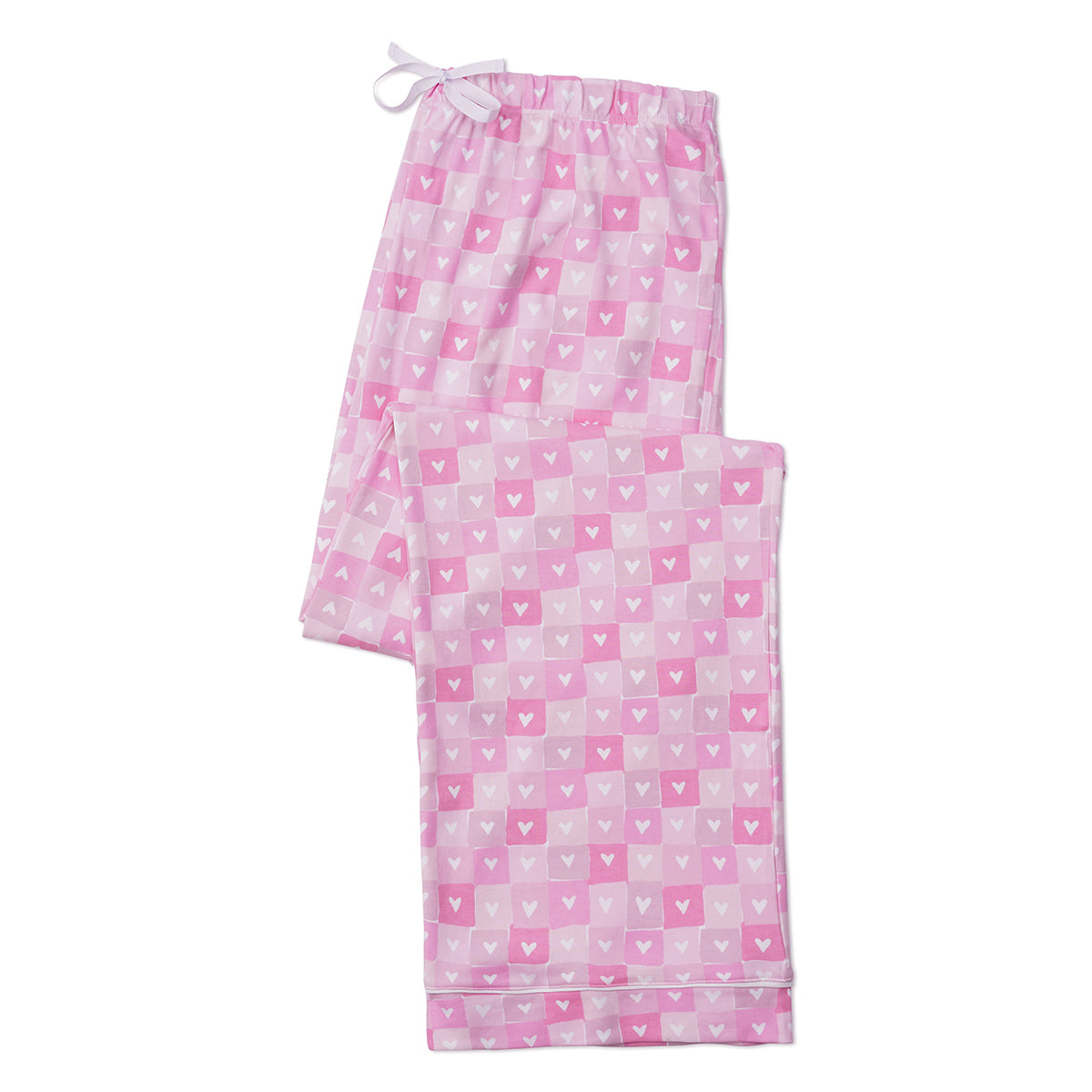 Block Hearts Women’s Button Front Long Pajama Set