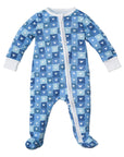 Block Hearts Zip Onesie, Blue