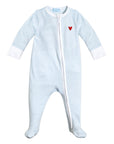 Harbor Stripe Zip Baby Onesie in Light Blue Stripe