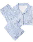 Joy Street Cape Cod Women Long Button Front Pajama, blue