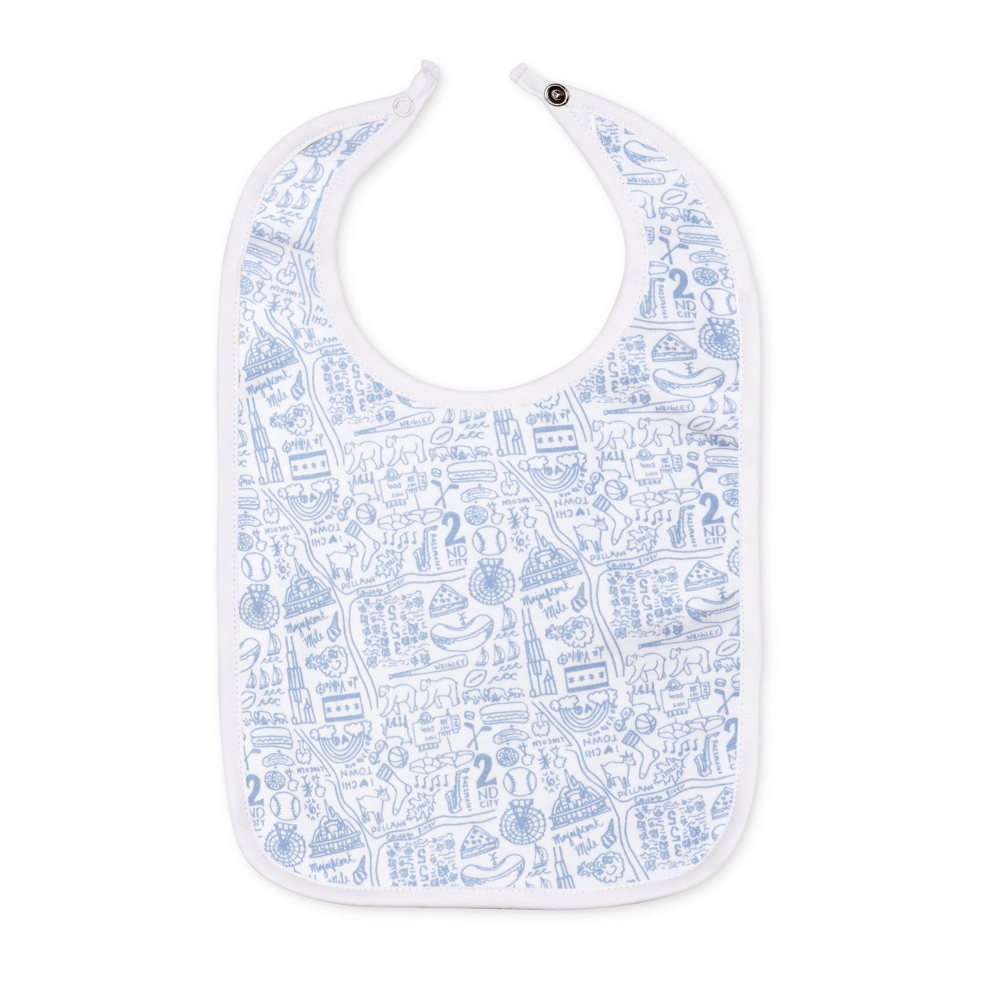 Joy Street Kids Chicago print baby bib, blue
