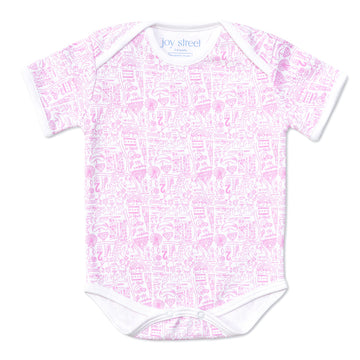 Pink Chicago Short Sleeve Baby Body Suit