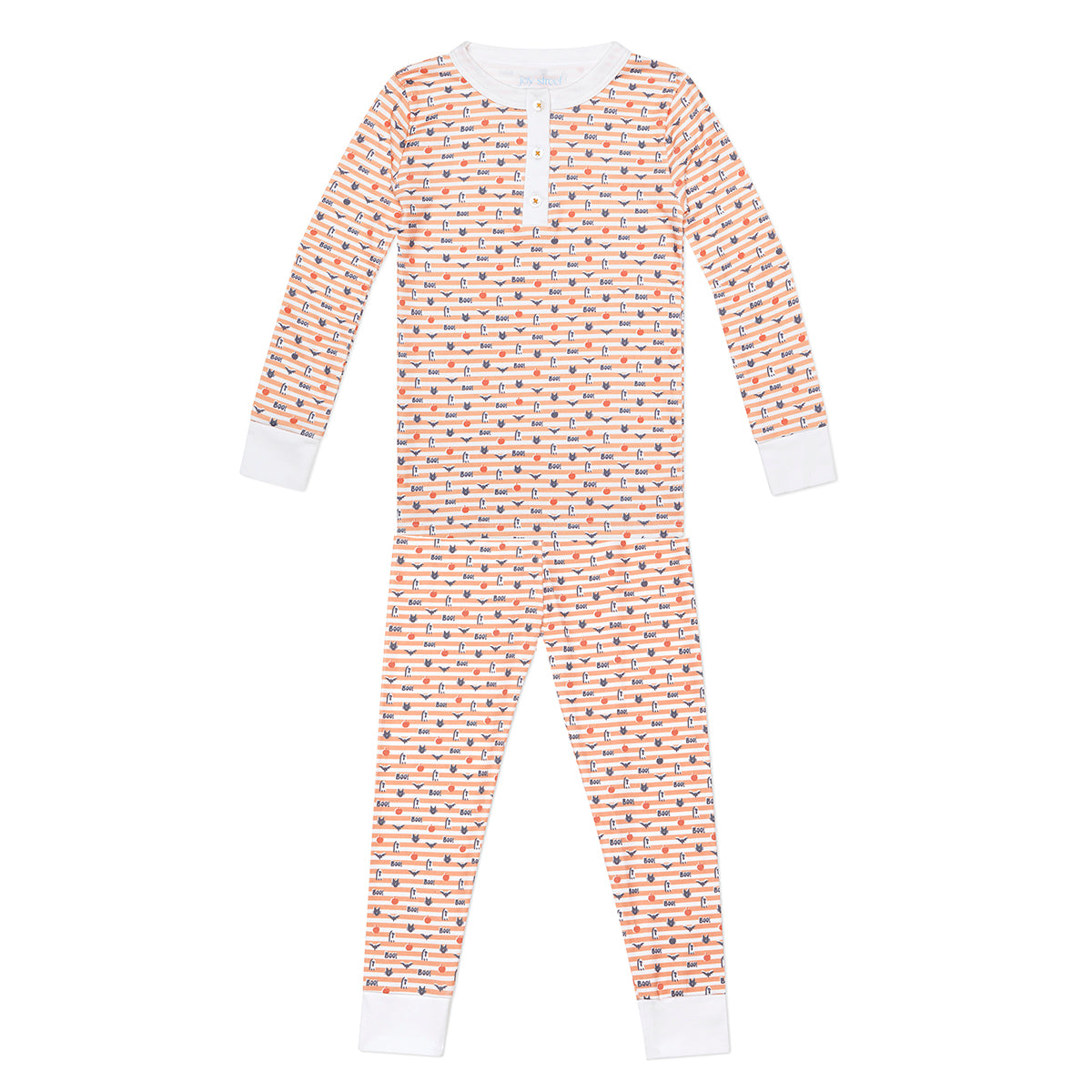 Pumpkin Stripe Halloween Two Piece Kids Henley Pajamas