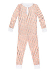 Pumpkin Stripe Halloween Two Piece Kids Henley Pajamas