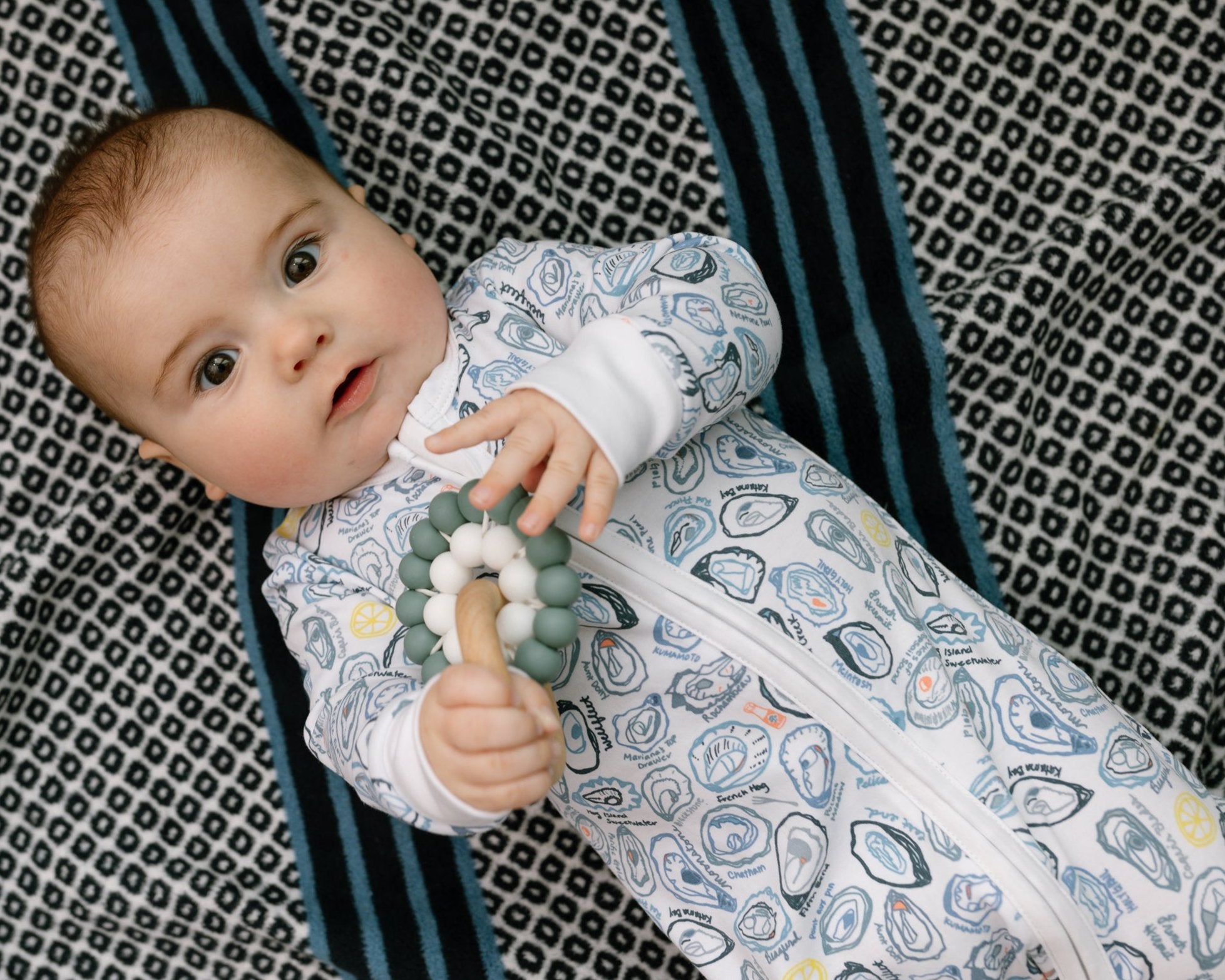 Oysters Zip Baby Onesie