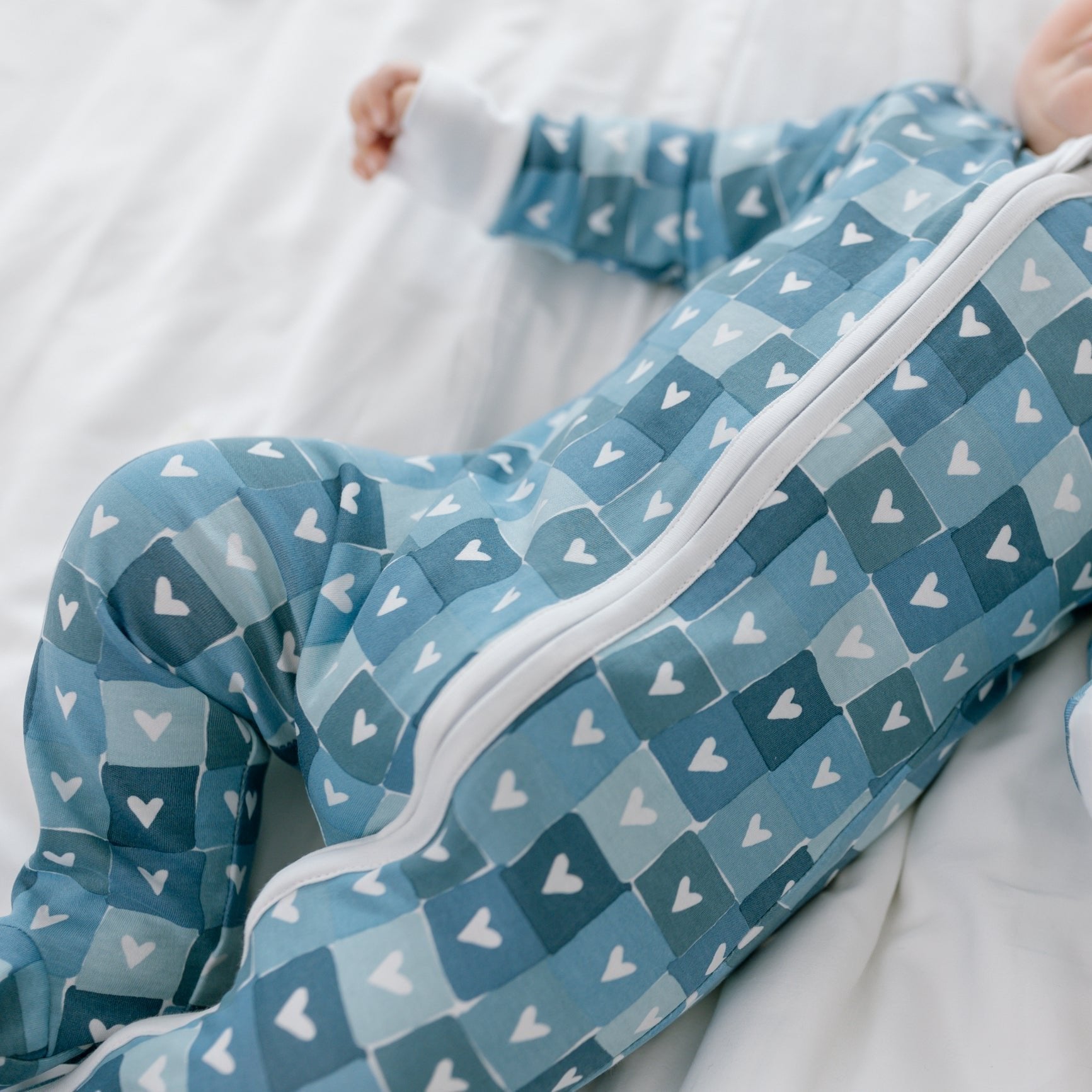 Block Hearts Zip Baby Onesie