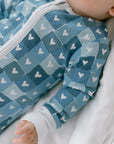 Block Hearts Zip Baby Onesie