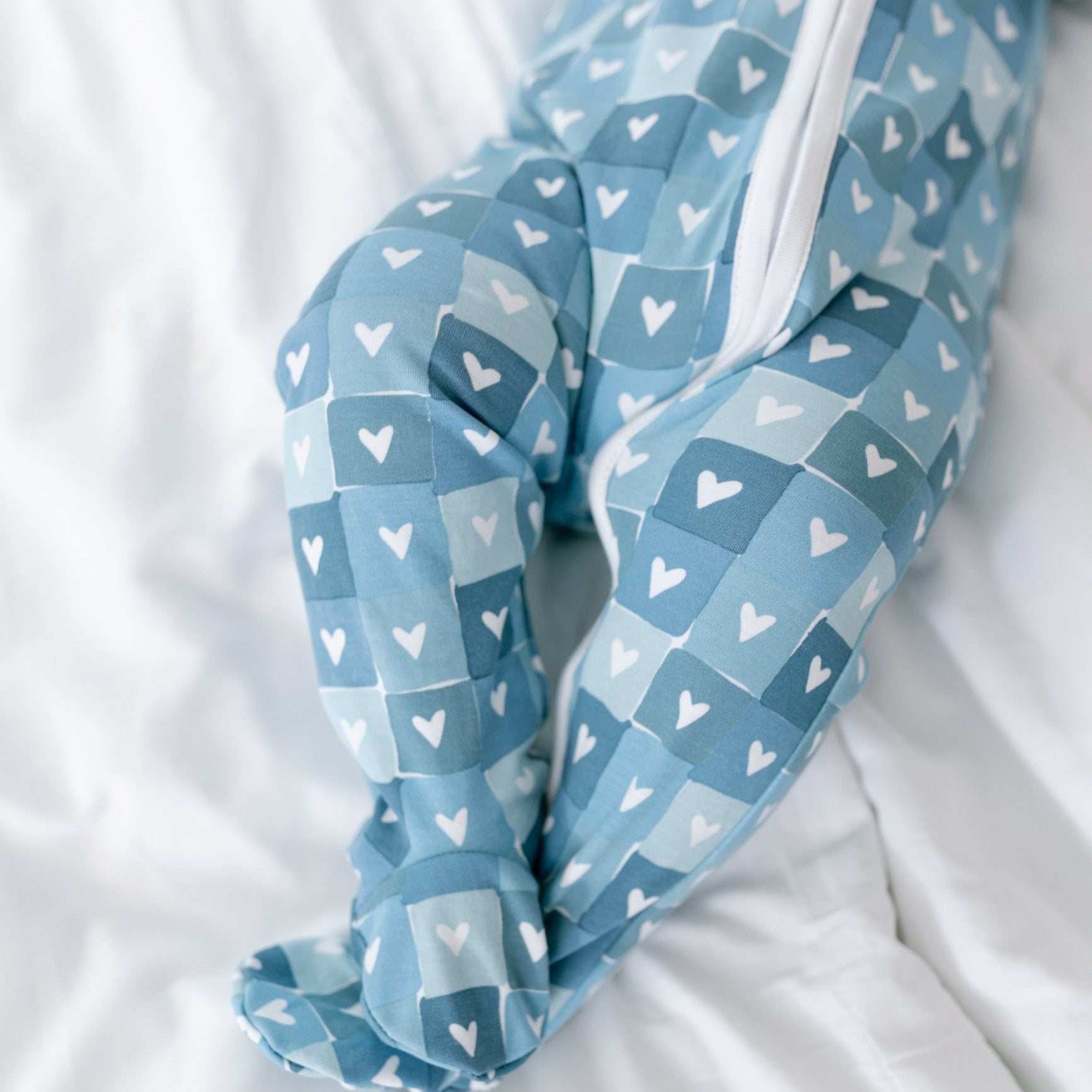 Block Hearts Zip Baby Onesie