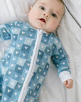 Block Hearts Zip Baby Onesie