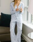 New York City Women’s Button Front Long Pajama Set
