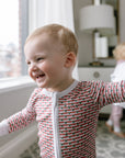 Christmas Stripe Zip Onesie