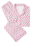 Geranium Block Women’s Button Front Long Pajama Set