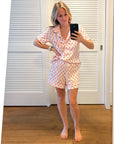 Geranium Block Women’s Button Front Short Pajama Set