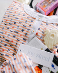 Pumpkin Stripe Halloween Two Piece Kids Henley Pajamas