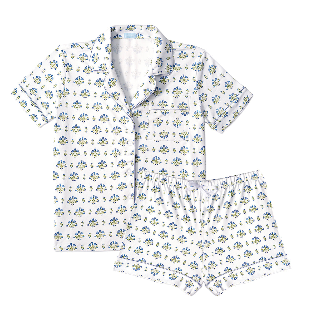 Posy Floral Block Block Women’s Button Front Short Pajama Set