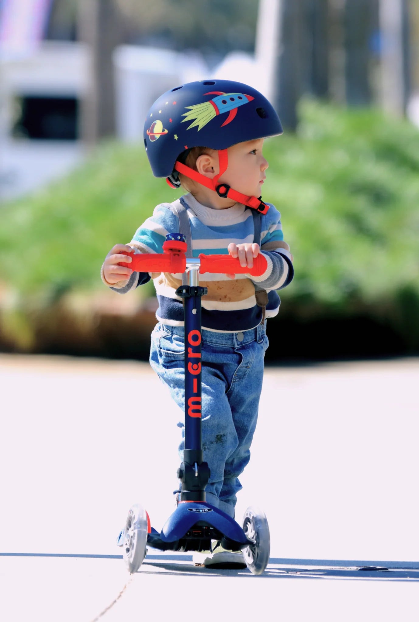 Micro Mini Foldable LED Scooter | Navy Blue/Orange