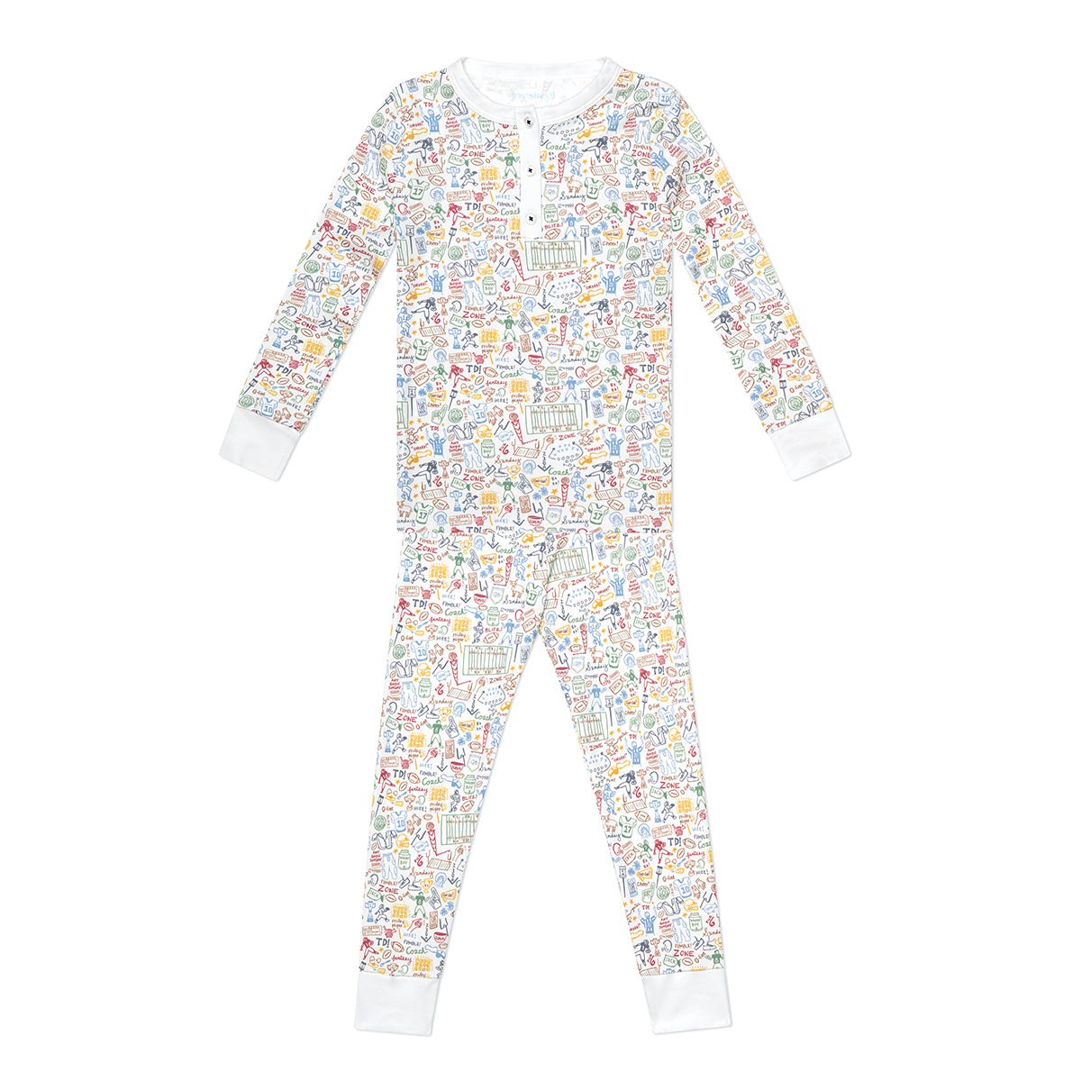 Football Two Piece Kids Henley Pajamas